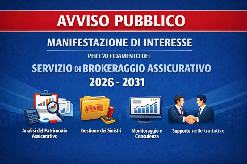 Avviso Pubblico manifestazione di interesse per l\'affidamento del servizio di brokeraggio assicurativo 2026 - 2031